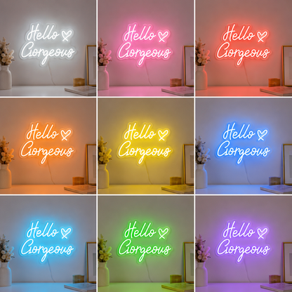 Hello Gorgeous Wall Decor LED Neon Sign color grid