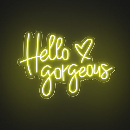 Hello Gorgeous White And Red Heart Led Neon Sign For Boutique Decor | Shineneon