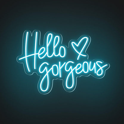Hello Gorgeous White And Red Heart Led Neon Sign For Boutique Decor | Shineneon