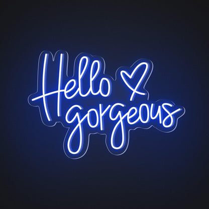 Hello Gorgeous White And Red Heart Led Neon Sign For Boutique Decor | Shineneon