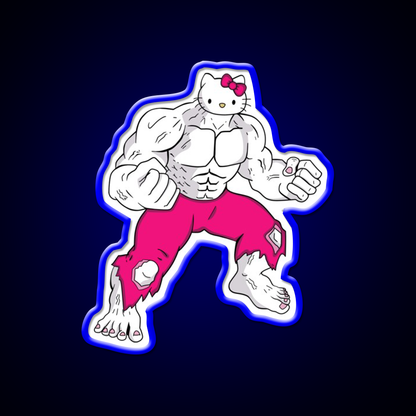 Hello Kitty Bodybuilder Gym Fitness Led Neon Sign Rgb Color