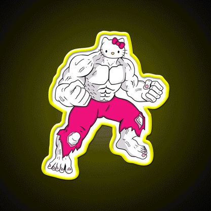 Hello Kitty Bodybuilder Gym Fitness Led Neon Sign Rgb Color