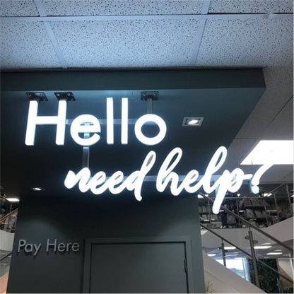 Hello Need Help 3D Frontlit And Backlit Channel Letter Led Light Sign - Shineneon