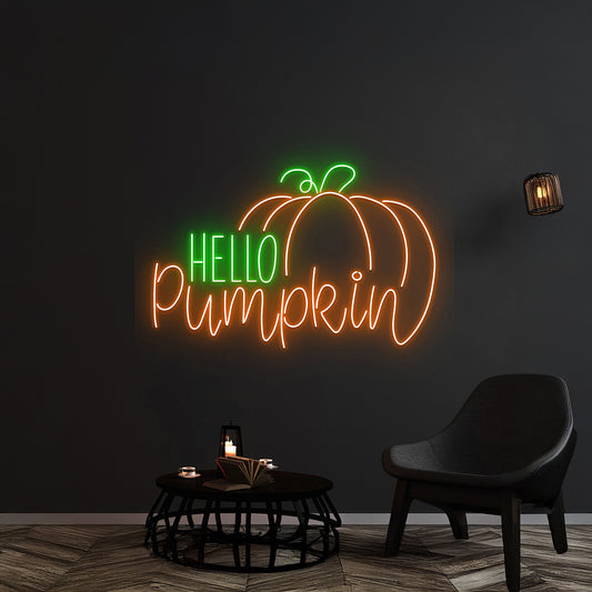 Hello Pumpkin Neon Sign Room Wall Art Decor