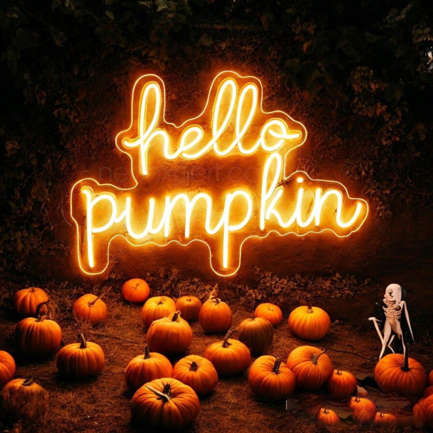 Hello Pumpkin Orange-Yellow Led Neon Sign For Halloween Indoor Decor | Shineneon