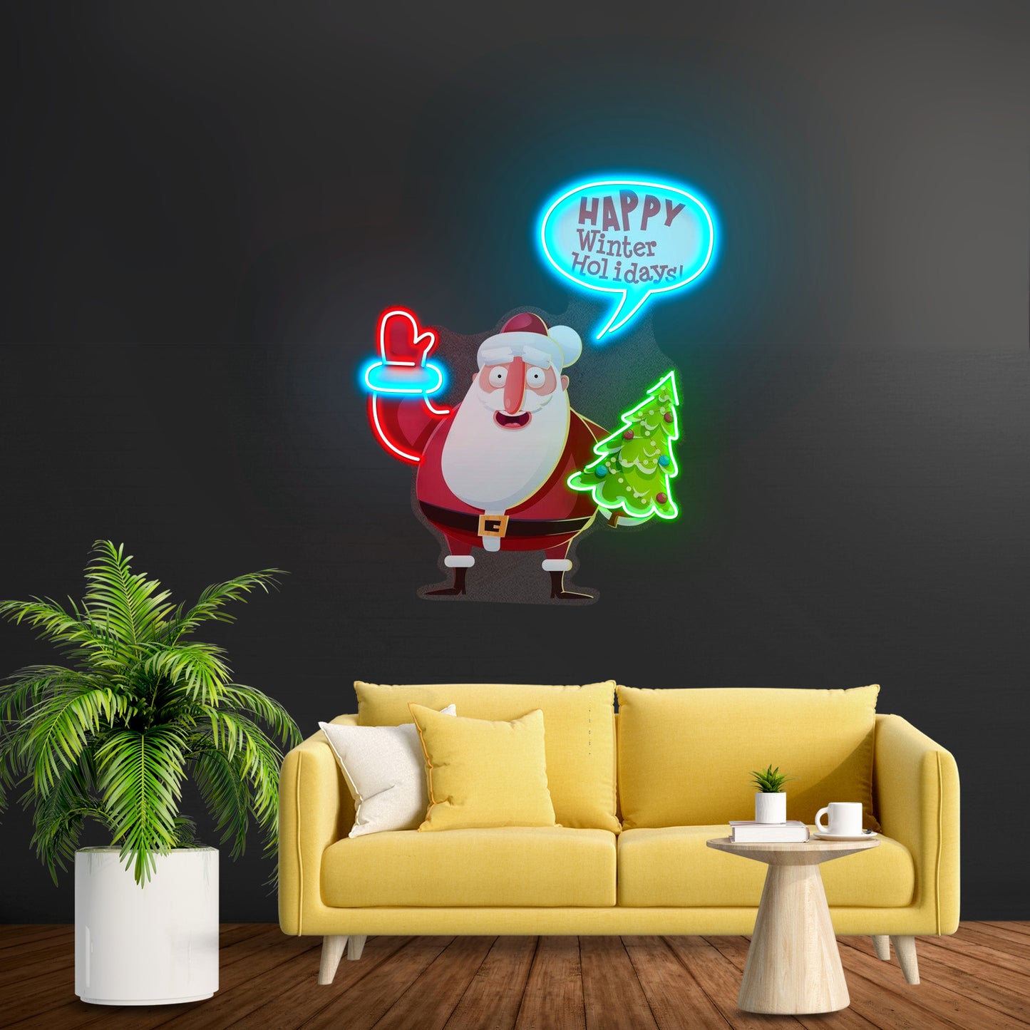 Hello Santa Christmas Neon Artwork For Sale