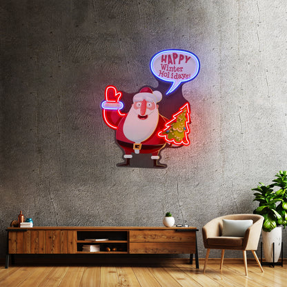 Hello Santa Christmas Neon Artwork For Sale