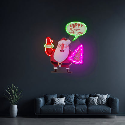 Hello Santa Christmas Neon Artwork For Sale