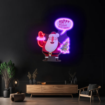 Hello Santa Christmas Neon Artwork For Sale