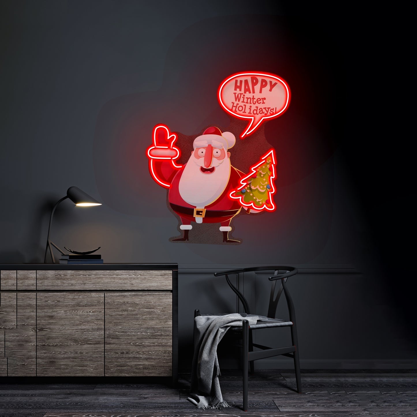 Hello Santa Christmas Neon Artwork For Sale