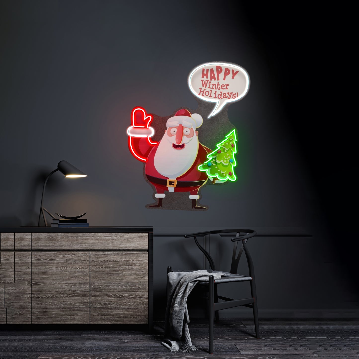 Hello Santa Christmas Neon Artwork For Sale