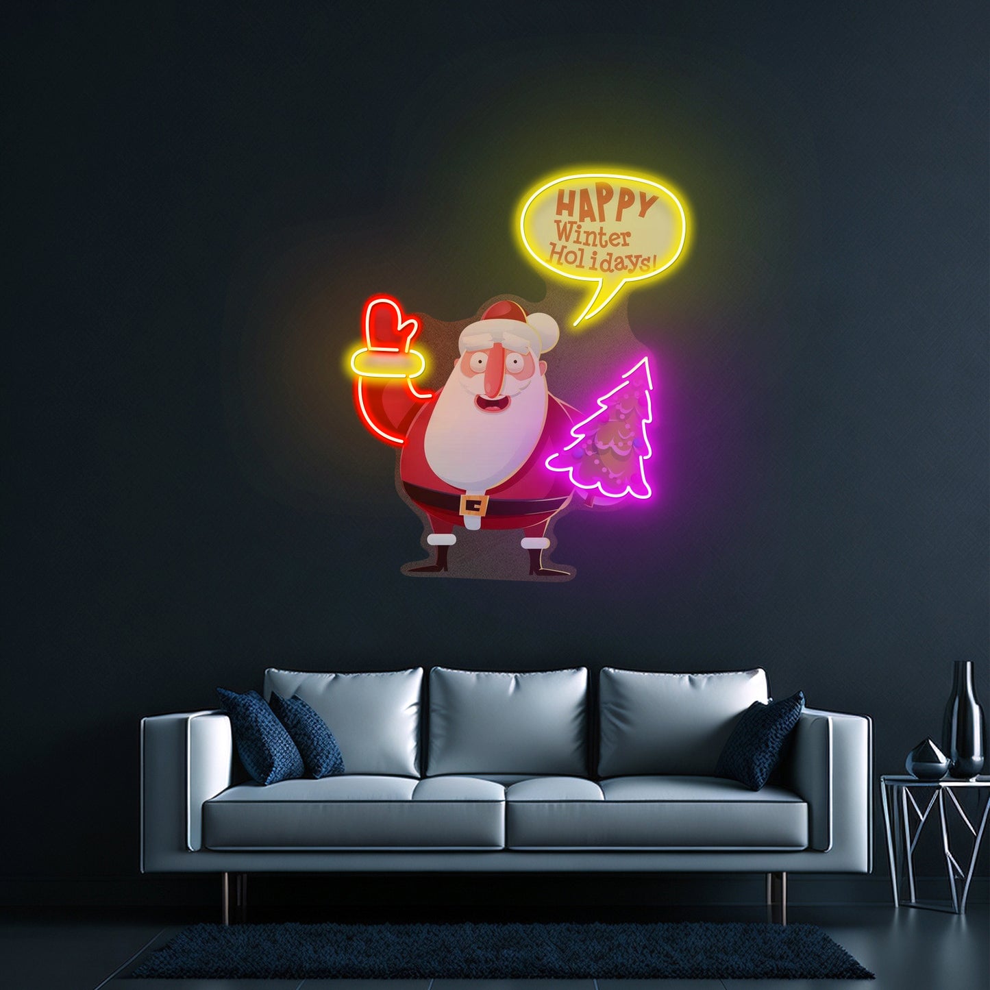 Hello Santa Christmas Neon Artwork For Sale