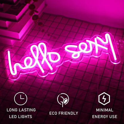 Hello Sexy Pink Curvy Led Neon Sign For Bedroom - Boutique Decor - Shineneon