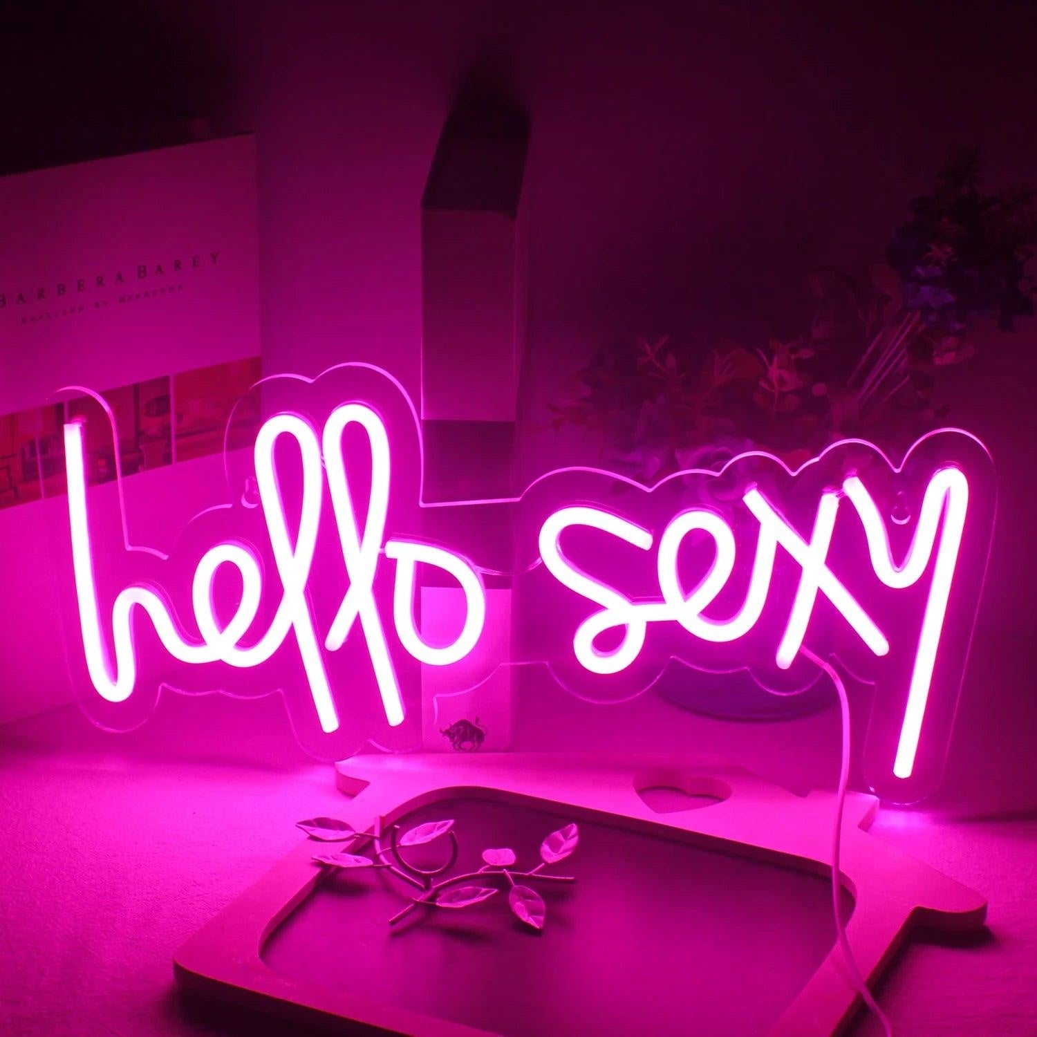 Hello Sexy Pink Curvy Led Neon Sign For Bedroom - Boutique Decor - Shineneon