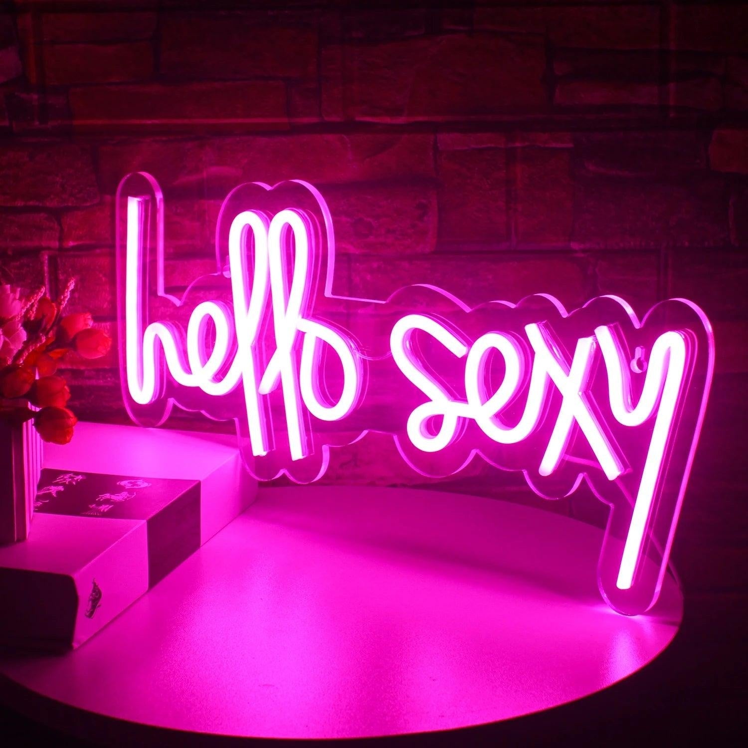 Hello Sexy Pink Curvy Led Neon Sign For Bedroom - Boutique Decor - Shineneon