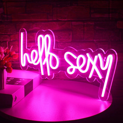Hello Sexy Pink Curvy Led Neon Sign For Bedroom - Boutique Decor - Shineneon