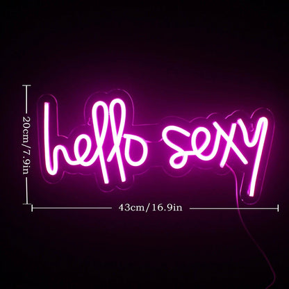 Hello Sexy Pink Curvy Led Neon Sign For Bedroom - Boutique Decor - Shineneon