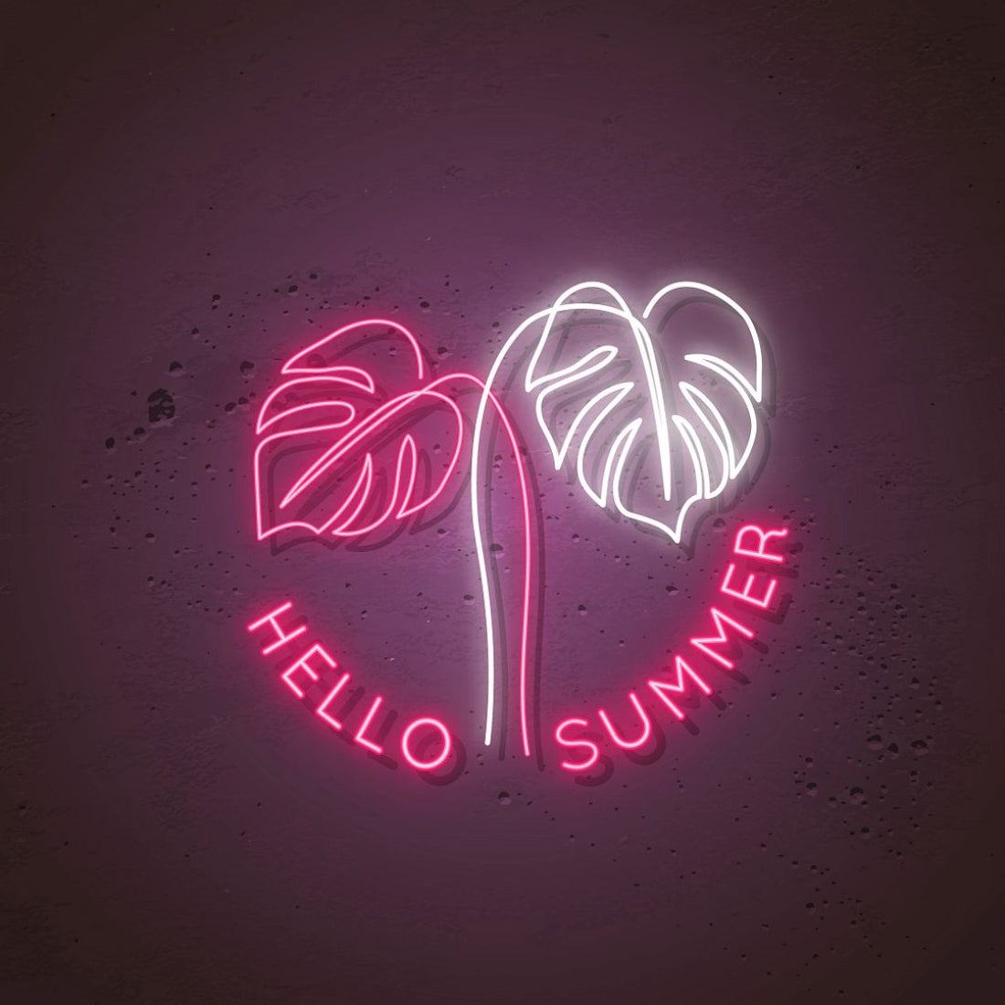 Hello Summer Monstera Leaves Led Sign Business Neon Sign