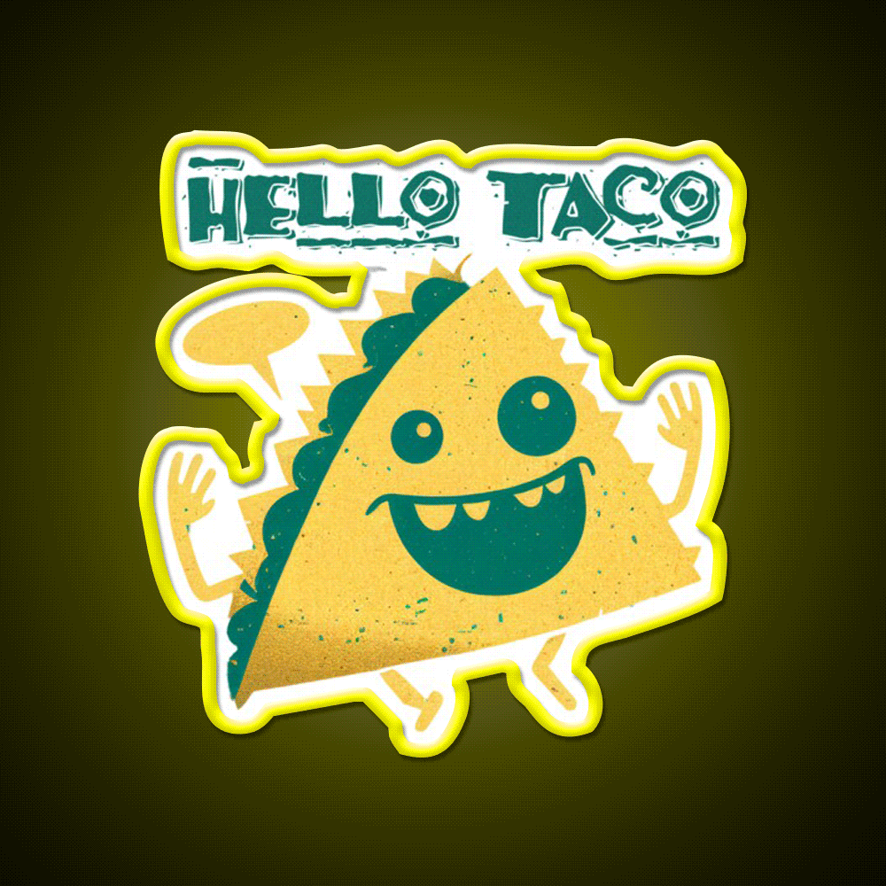 Hello Taco Classic T Taco Led Neon Sign Mexican Food Sign Rgb Color - Custom LED neon sign front view