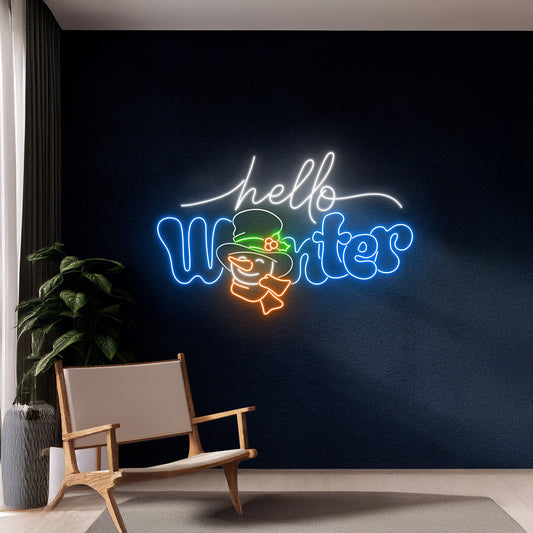 Hello Winter Neon Sign Wall Art Decor