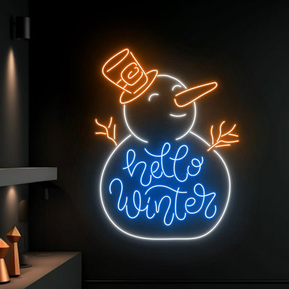Hello Winter Snowman Led Neon Sign Christmas Neon Light Decor | Shineneon