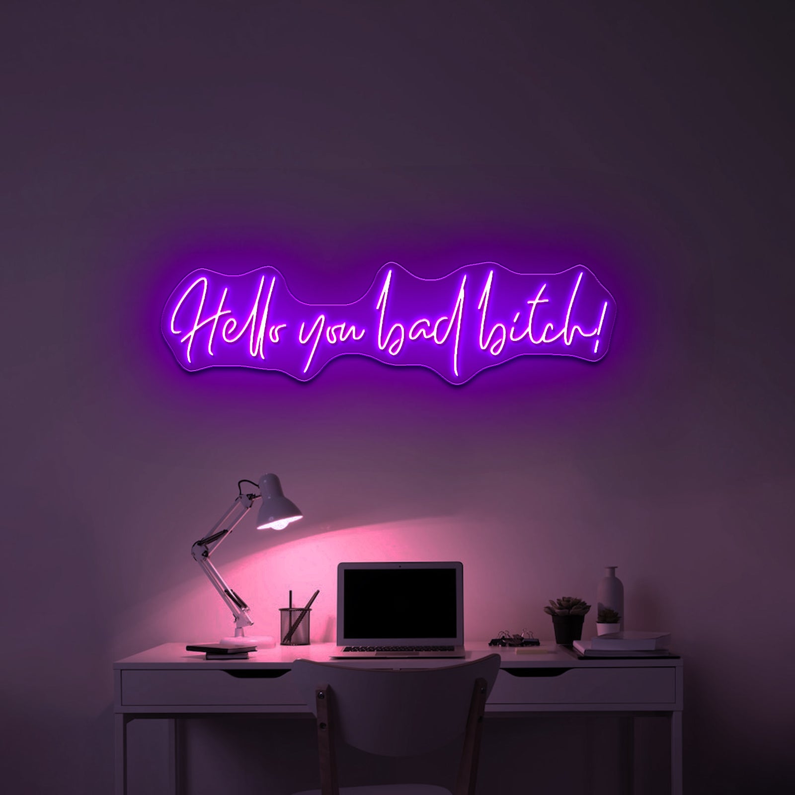 Hello You Bad Bitch Neon Signs For Wall Decor - Neon sign mounted on wall in room