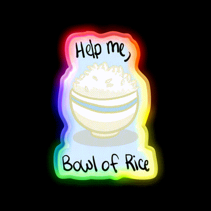 Help Me Bowl Of Rice Snack Food Led Neon Sign Rgb Color - LED neon sign close-up detail
