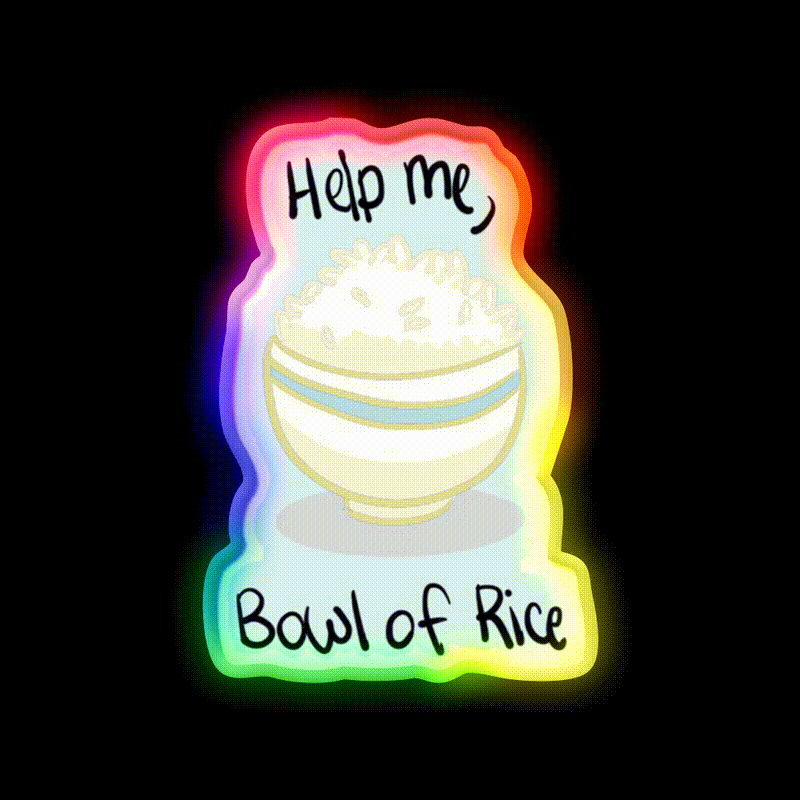 Help Me Bowl Of Rice Snack Food Led Neon Sign Rgb Color - LED neon sign close-up detail