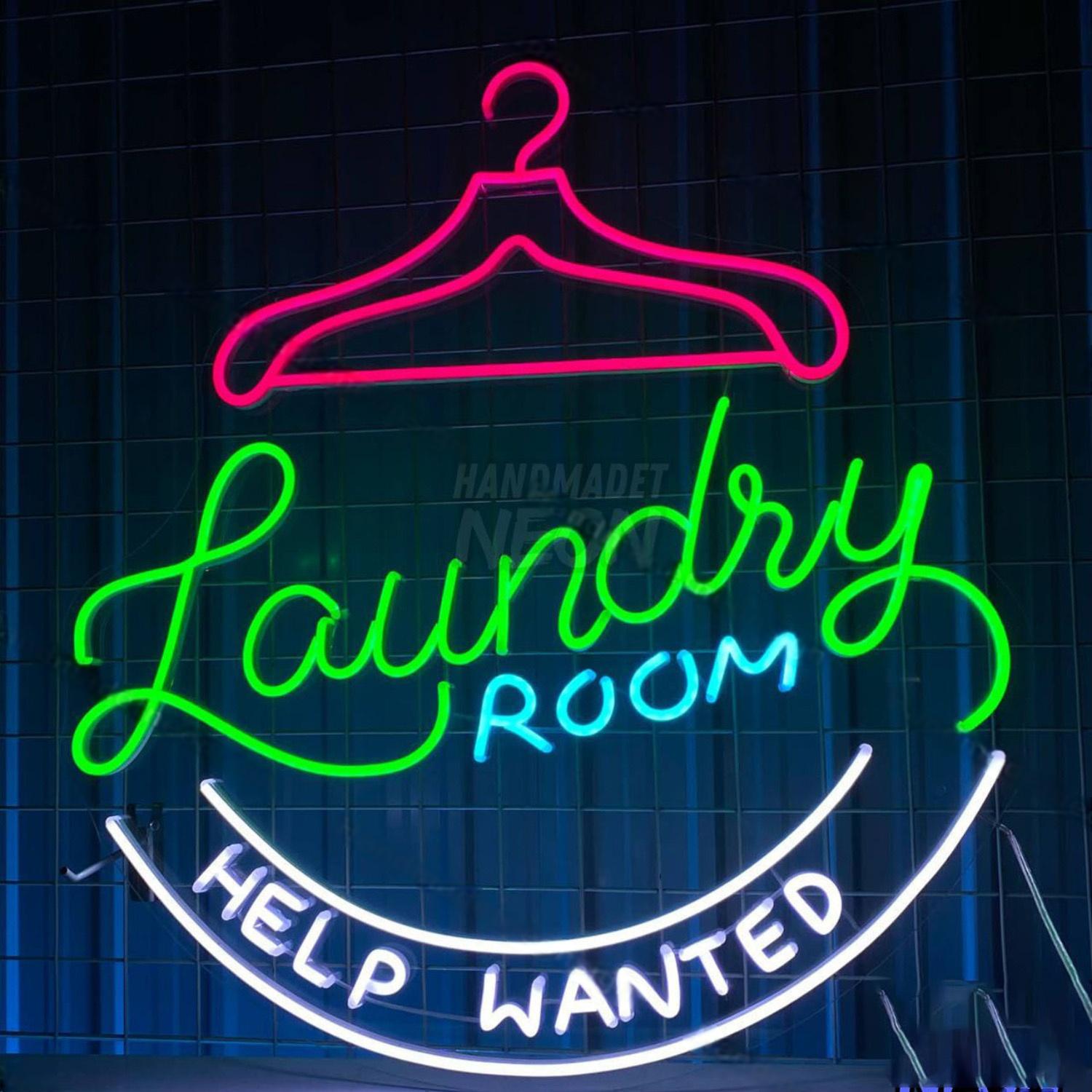 Help Wanted Laundry Led Neon Sign Laundry Room Led Decor | Shineneon