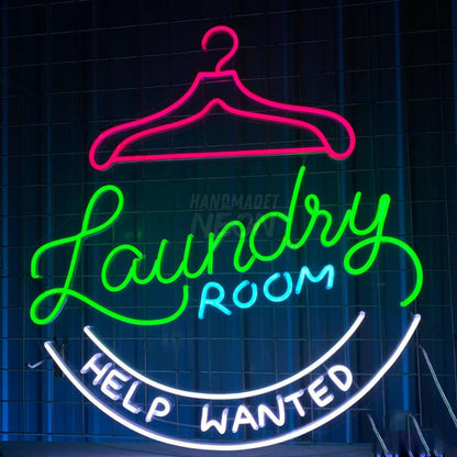 Help Wanted Laundry Led Neon Sign Laundry Room Led Decor | Shineneon