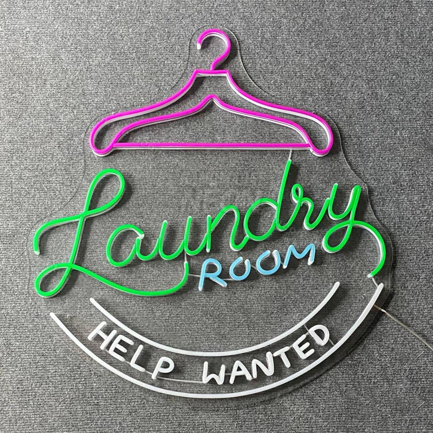 Help Wanted Laundry Led Neon Sign Laundry Room Led Decor | Shineneon
