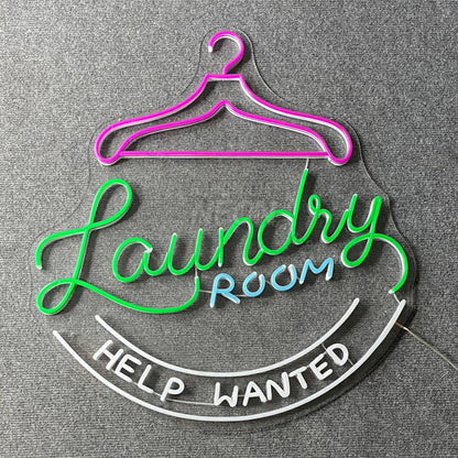 Help Wanted Laundry Led Neon Sign Laundry Room Led Decor | Shineneon