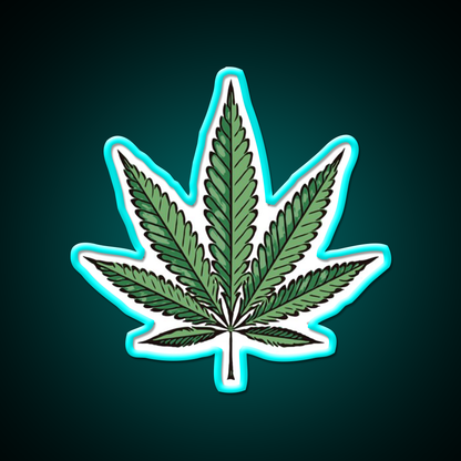 Hemp Inspired Green Leaf Led Neon Sign Wall Art Rgb Color - Size and dimension reference