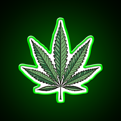 Hemp Inspired Green Leaf Led Neon Sign Wall Art Rgb Color - LED neon sign view 8