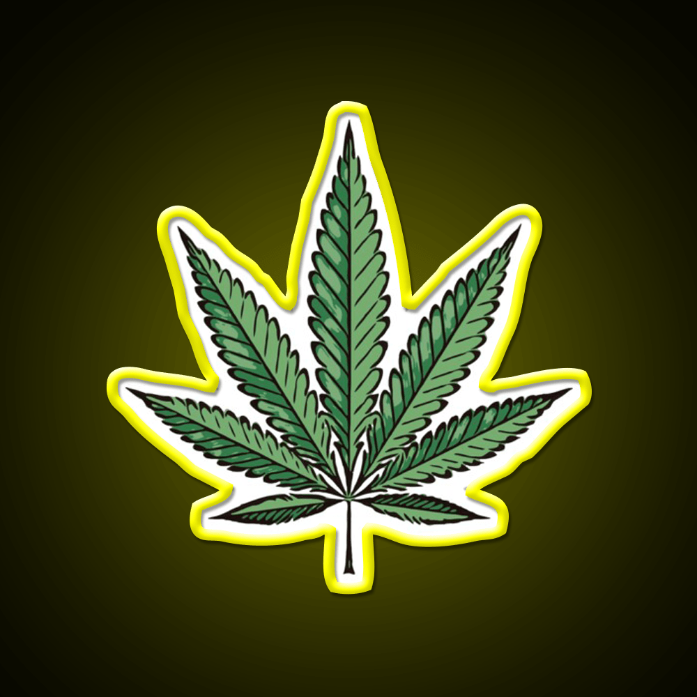 Hemp Inspired Green Leaf Led Neon Sign Wall Art Rgb Color - Shineneon
