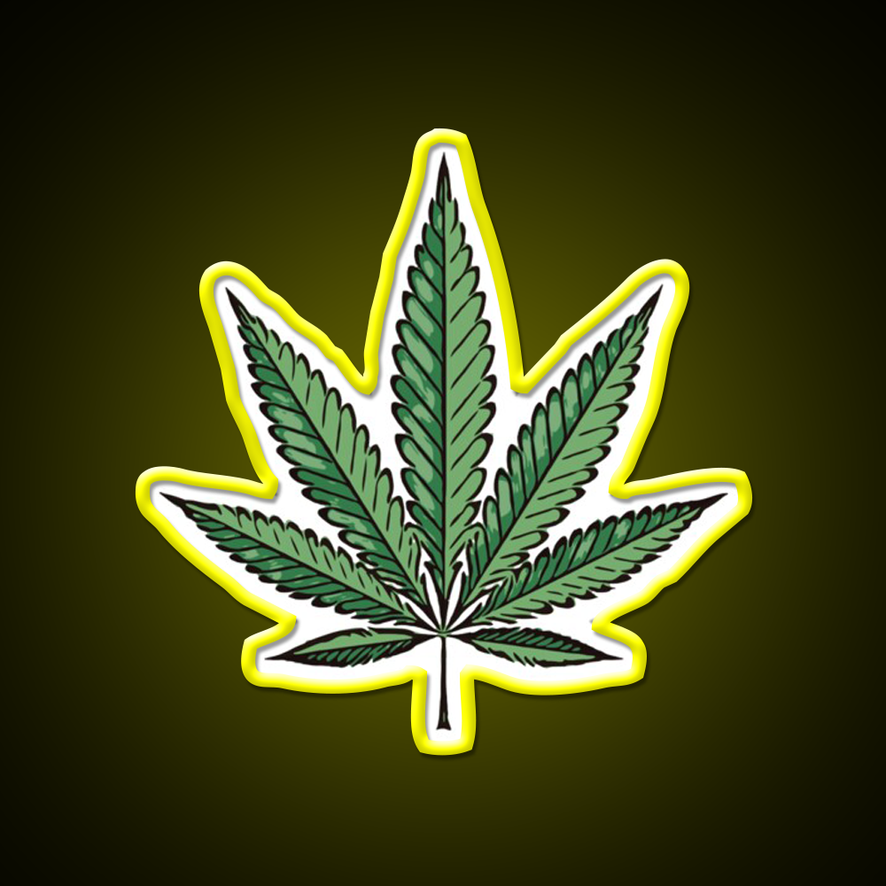 Hemp Inspired Green Leaf Led Neon Sign Wall Art Rgb Color - LED neon sign view 7