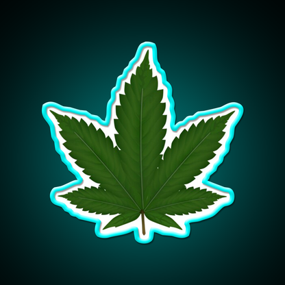 Hempy Hemp Inspired Green Leaf Led Neon Sign Rgb Color - Size and dimension reference