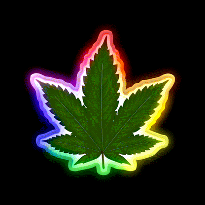 Hempy Hemp Inspired Green Leaf Led Neon Sign Rgb Color - LED neon sign close-up detail