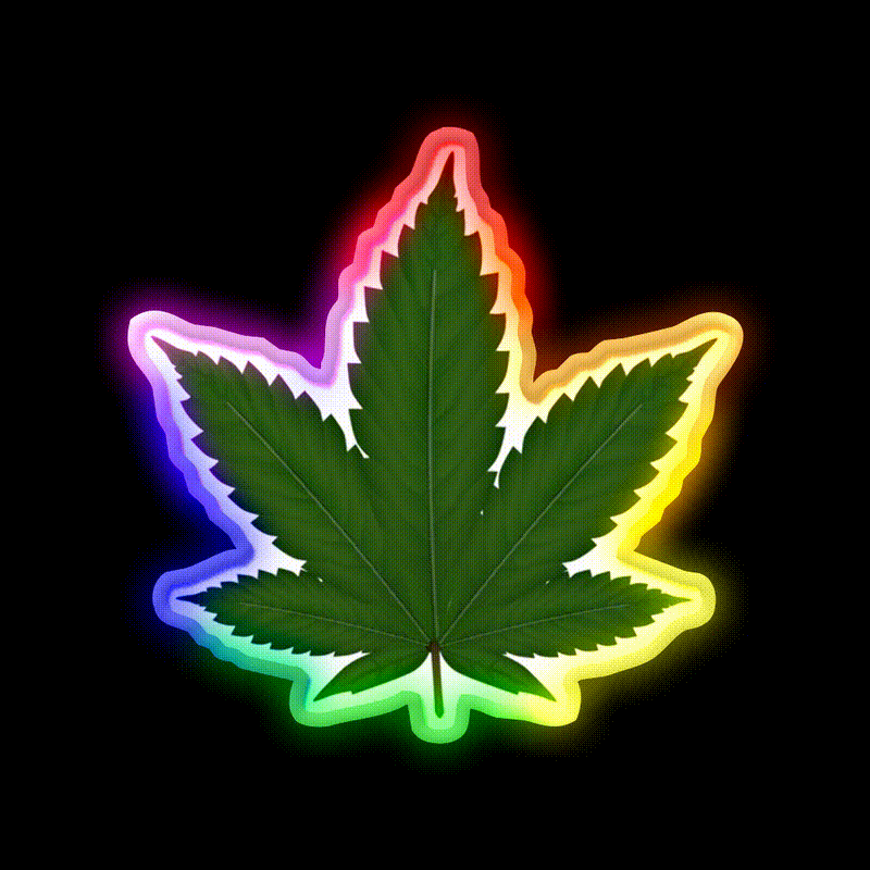 Hempy Hemp Inspired Green Leaf Led Neon Sign Rgb Color - LED neon sign close-up detail