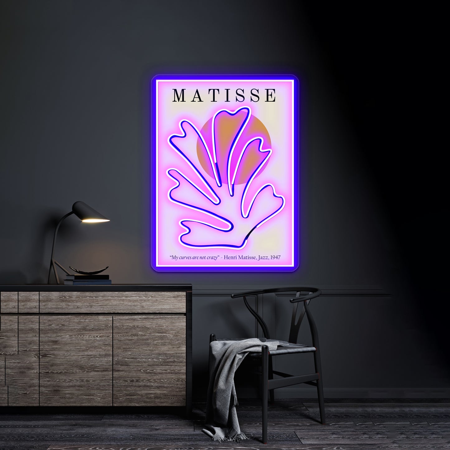 Henri Matisse Cutouts Lithograph Design My Curves Are Not Crazy Wall Artwork Neon Signs