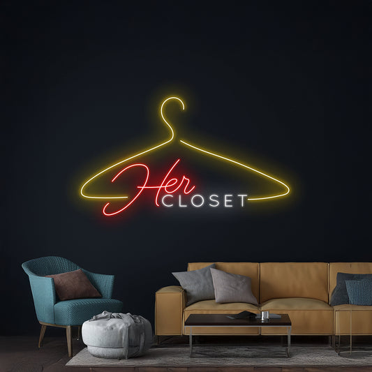 Her Closet Clothes Hangers Led Sign Wall Room Decor