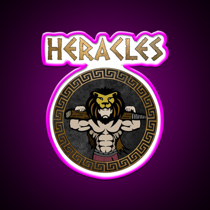 Heracles Ancient Greek God And Hero Son Of Zeus Gym Fitness Led Neon Sign Rgb Color - Neon sign mounted on wall in room