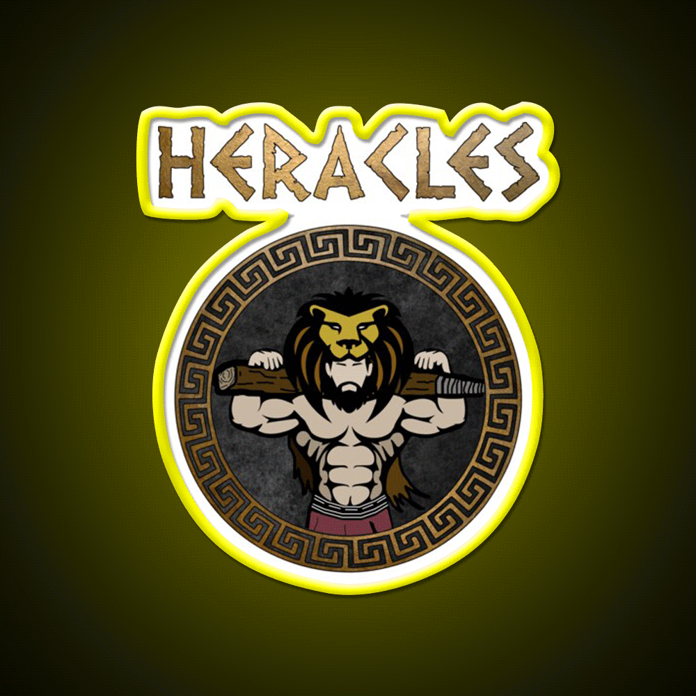 Heracles Ancient Greek God And Hero Son Of Zeus Gym Fitness Led Neon Sign Rgb Color - Custom LED neon sign front view