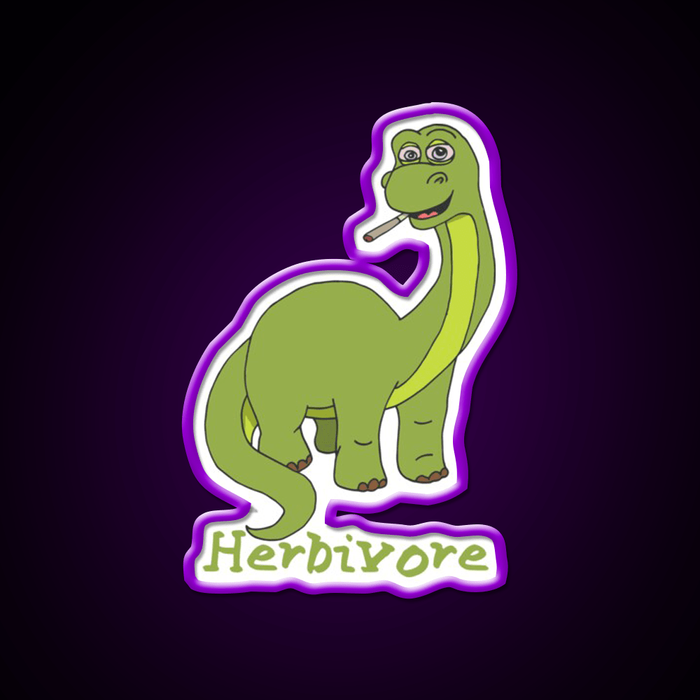 Herbivore Brontosaurus Hemp Inspired Green Leaf Led Neon Sign Rgb Color - Shineneon