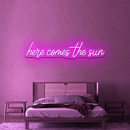 Here Comes The Sun Neon Signs For Wall Decor Free Shipping - LED neon sign close-up detail