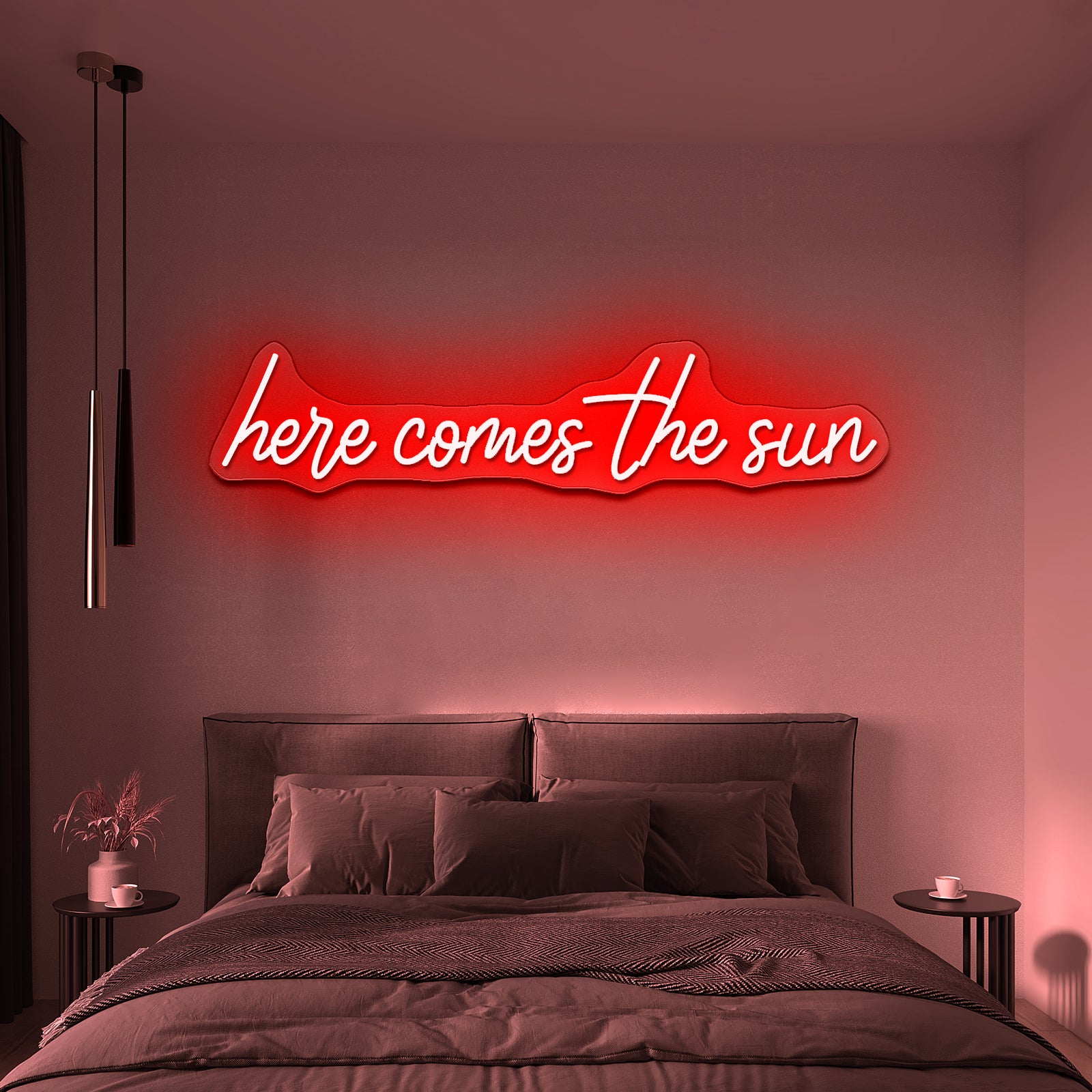 Here Comes The Sun Neon Signs For Wall Decor Free Shipping - Custom LED neon sign front view