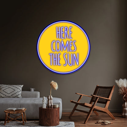 Here Comes The Sun Word Art Text Design Wall Artwork Neon Signs