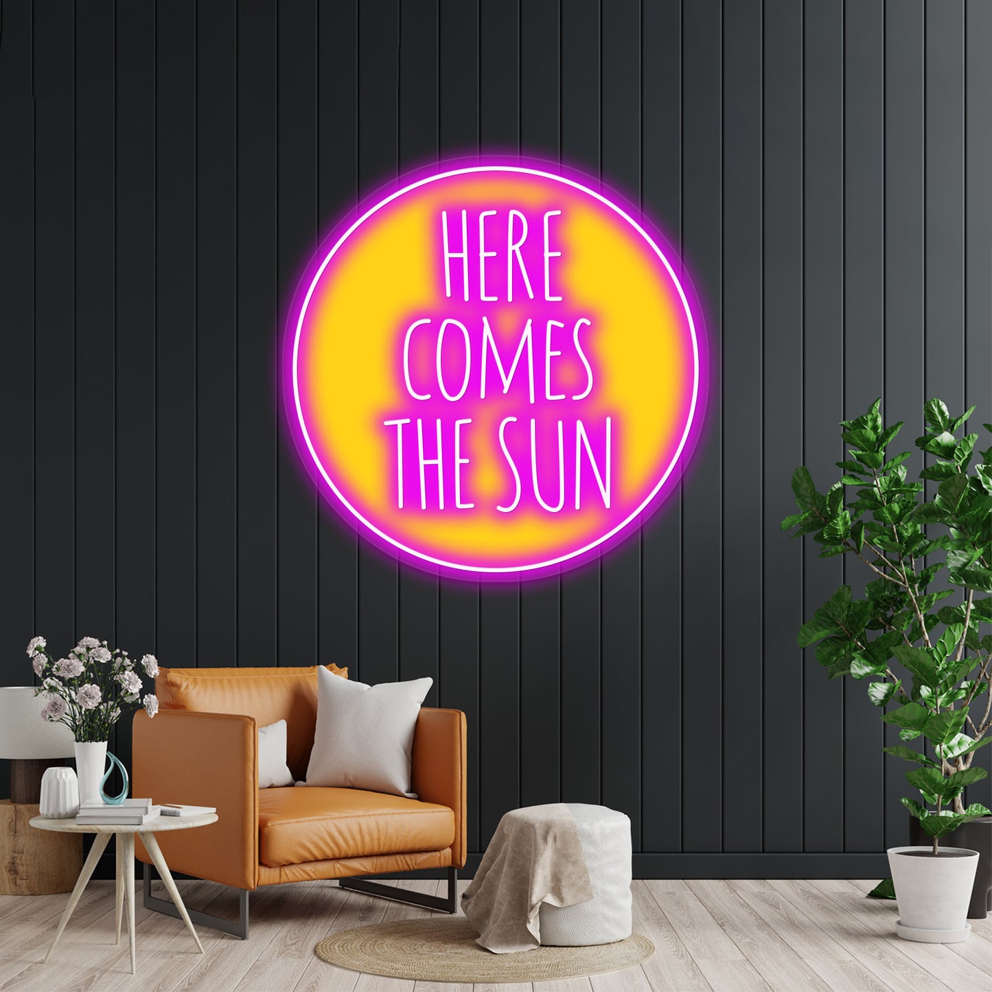 Here Comes The Sun Word Art Text Design Wall Artwork Neon Signs