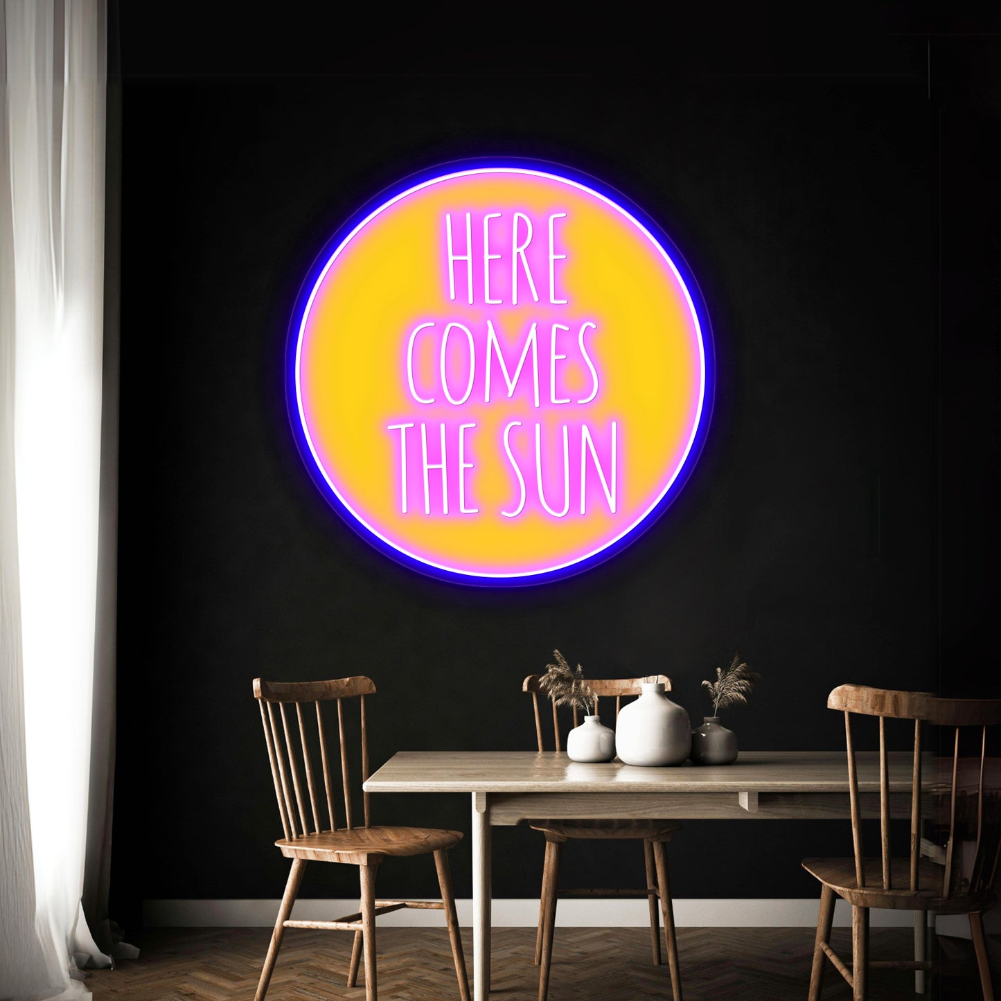 Here Comes The Sun Word Art Text Design Wall Artwork Neon Signs