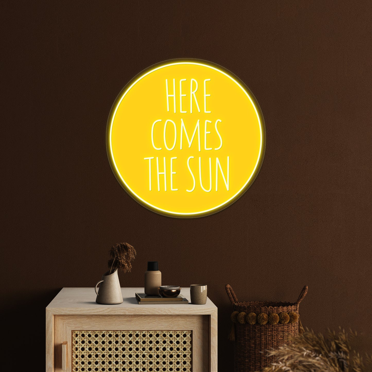 Here Comes The Sun Word Art Text Design Wall Artwork Neon Signs